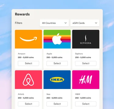 Gift card rewards catalog in Matter
