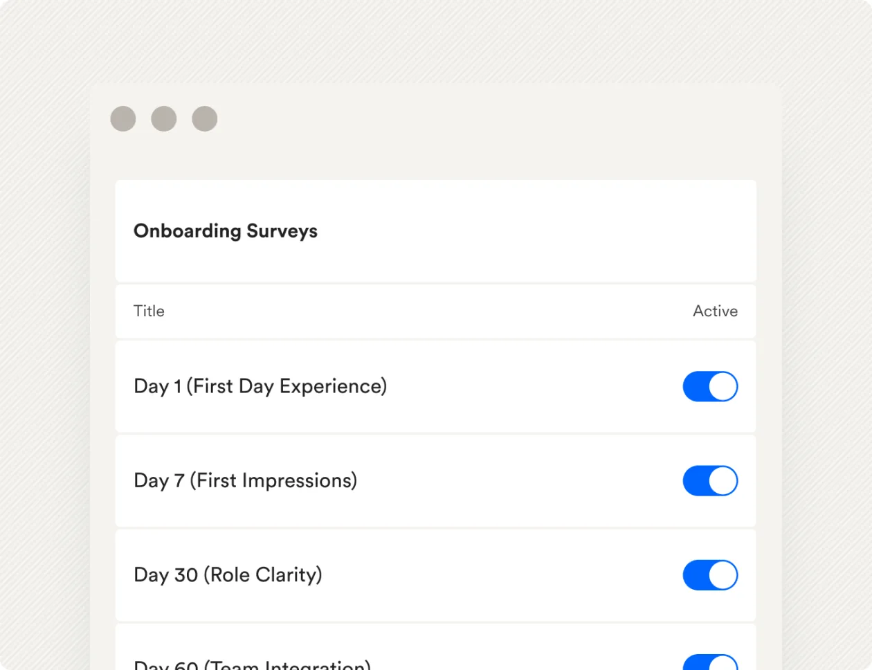 Day 7, 30, 60 and 90 onboarding survey templates