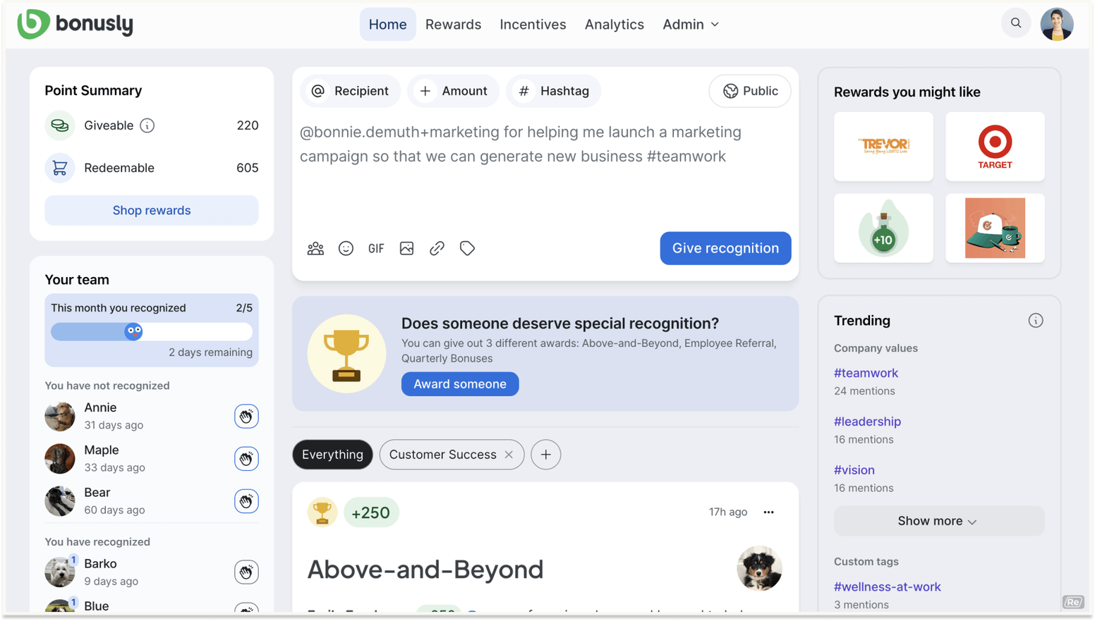 Workhuman Alternatives: Bonusly