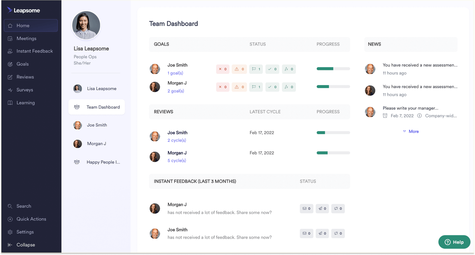 Leapsome engagement and performance platform