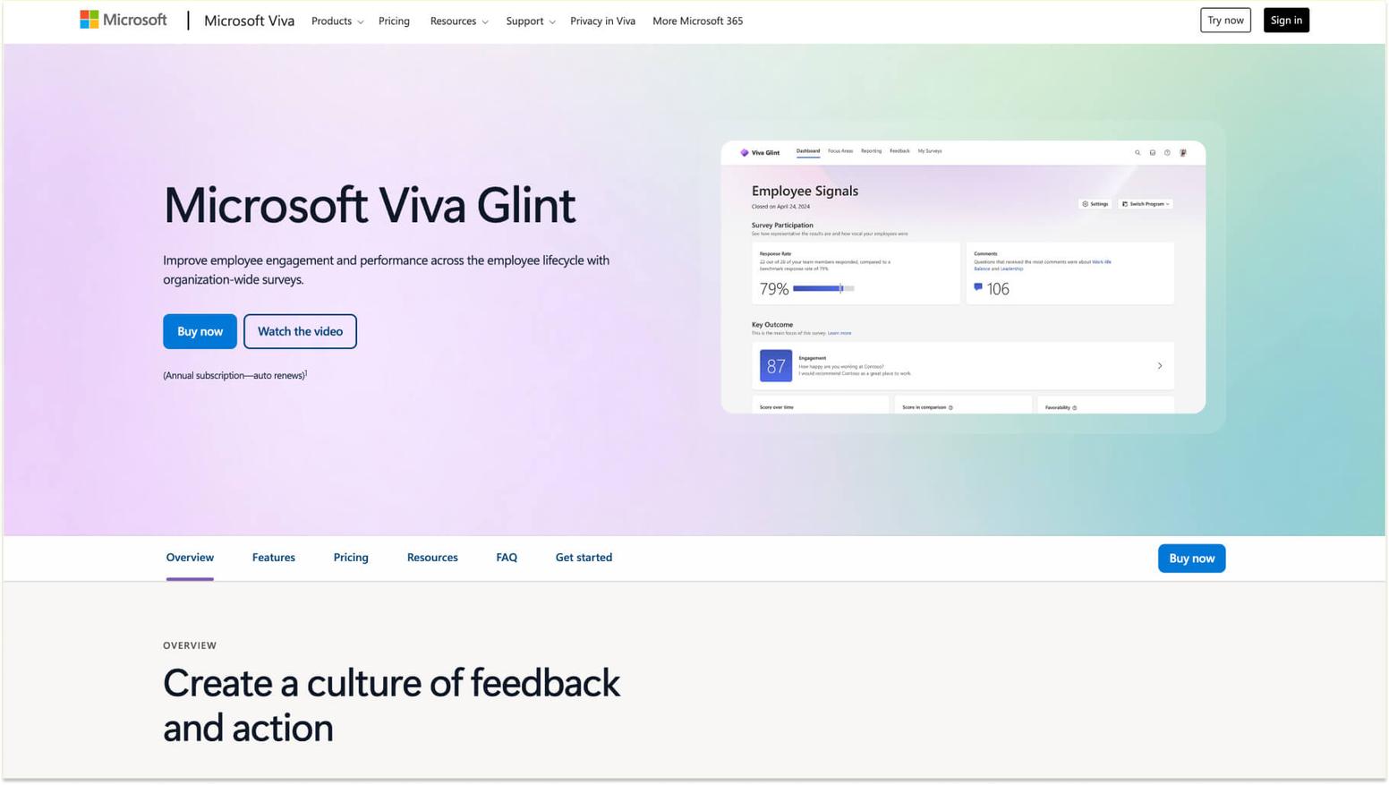 Microsoft Viva Glint engagement dashboard