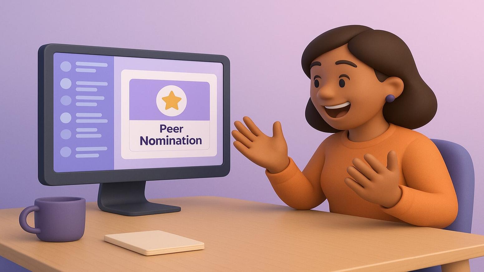 Staff recognition peer nomination examples by workplace setting