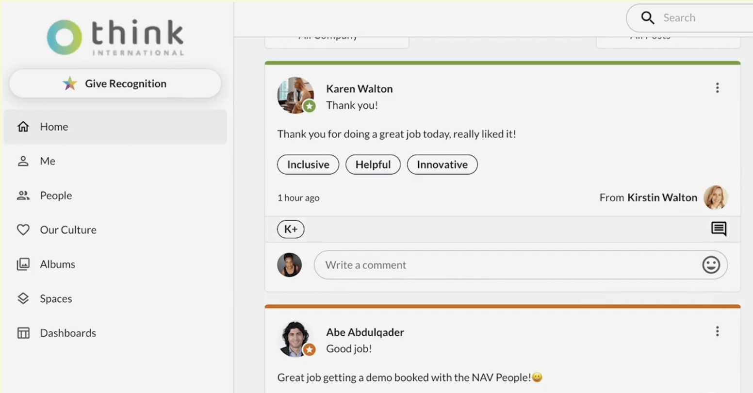 Awardco vs. Kudos: Kudos recognition feed
