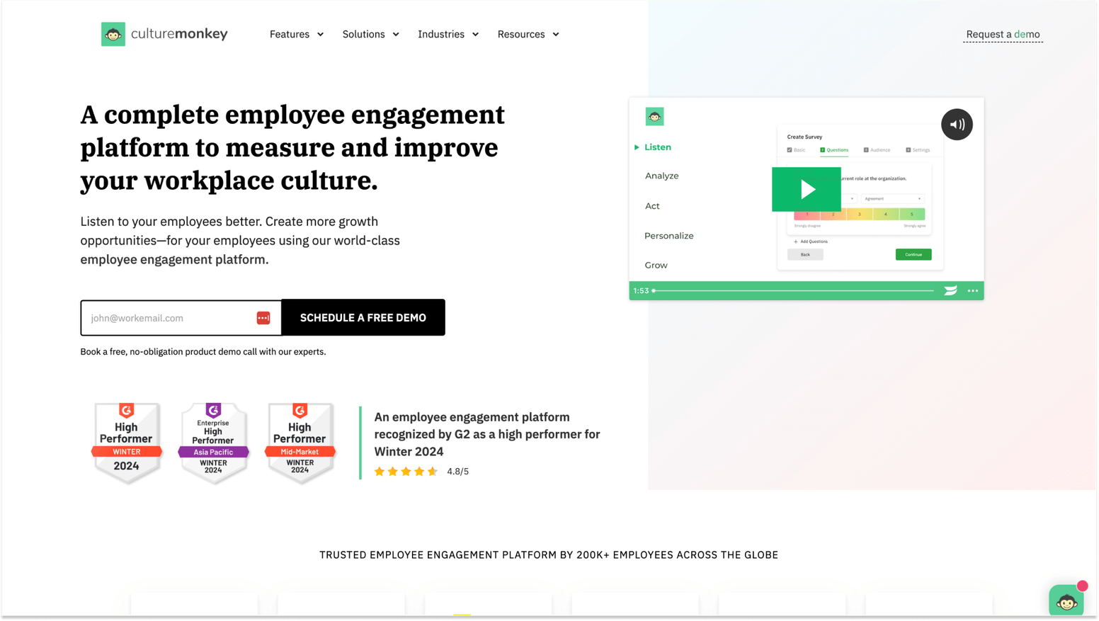 Employee Engagement Survey Software: CultureMonkey