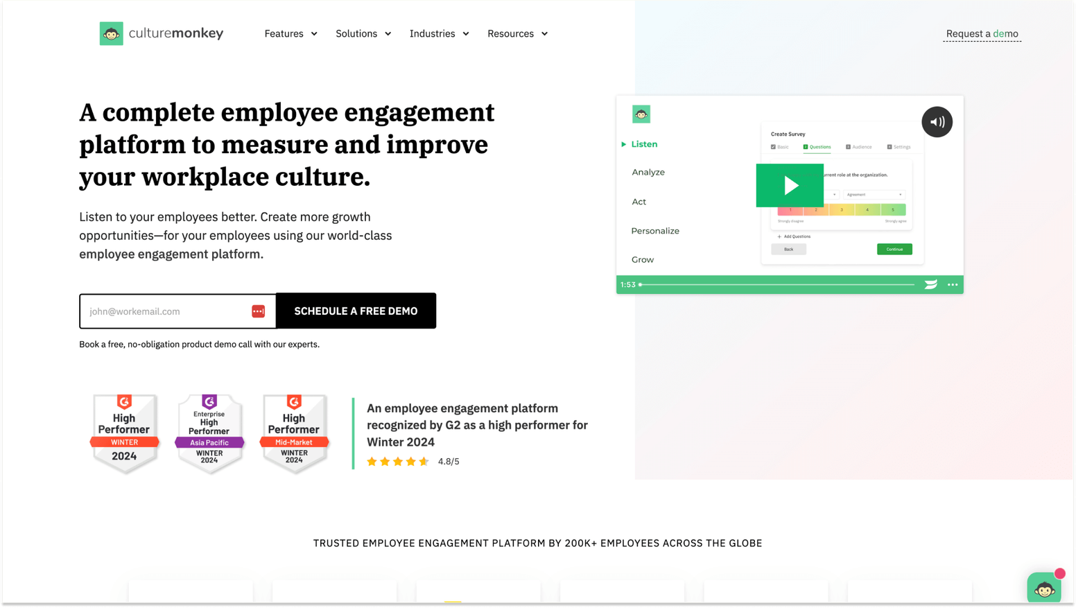 Employee Engagement Survey Software: CultureMonkey