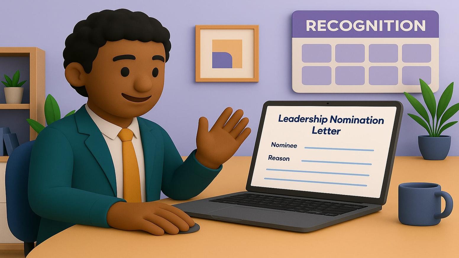 Specialized leadership nomination letter examples connecting monthly and annual recognition