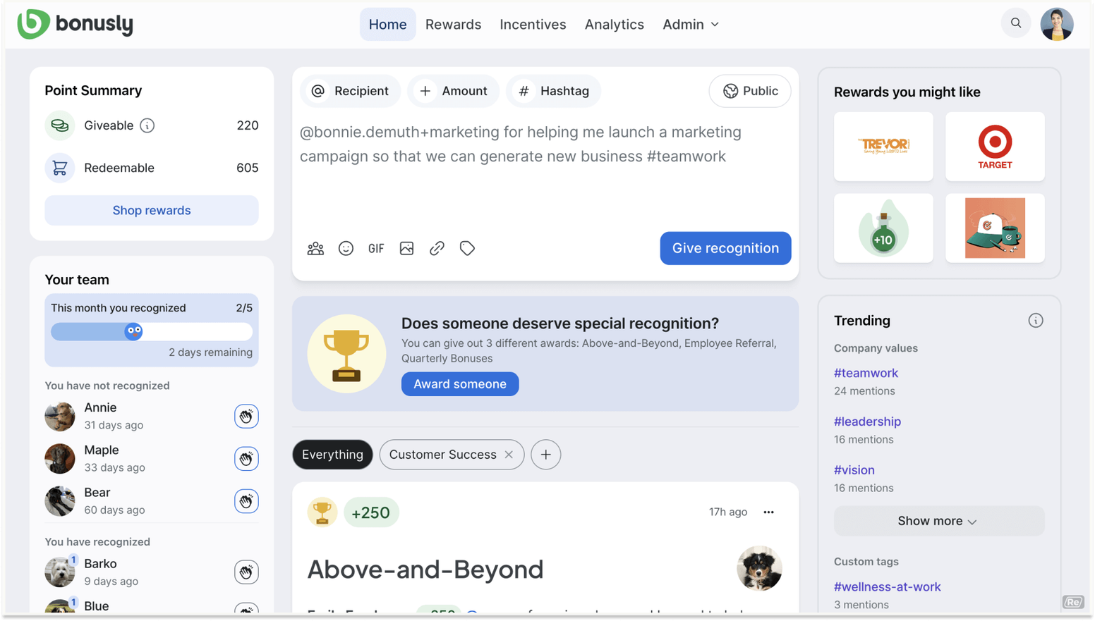 Employee Engagement Tools and Software: Bonusly